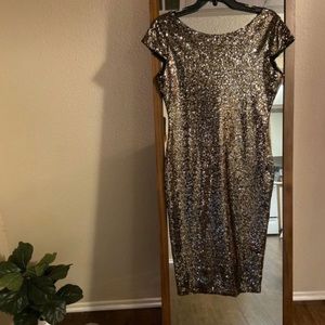 Gold sequin cocktail dress